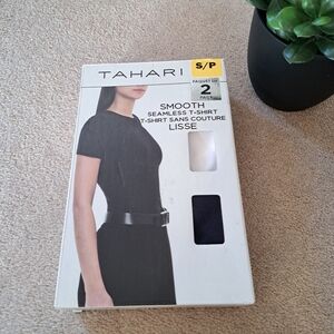 Tahari Smooth Tees 2 Pack White Black Stretch Short Sleeve Womens Size Small